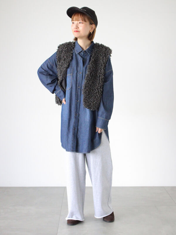 セール】 ショートボアベスト（オフホワイト/チャコールグレー/モカ