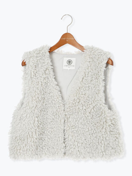 ショートボアベスト（オフホワイト/チャコールグレー/モカ）｜Lugnoncure（ルノンキュール）通販