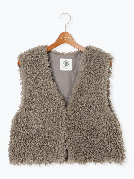 ショートボアベスト（オフホワイト/チャコールグレー/モカ）｜Lugnoncure（ルノンキュール）通販