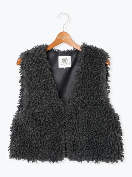 ショートボアベスト（オフホワイト/チャコールグレー/モカ）｜Lugnoncure（ルノンキュール）通販