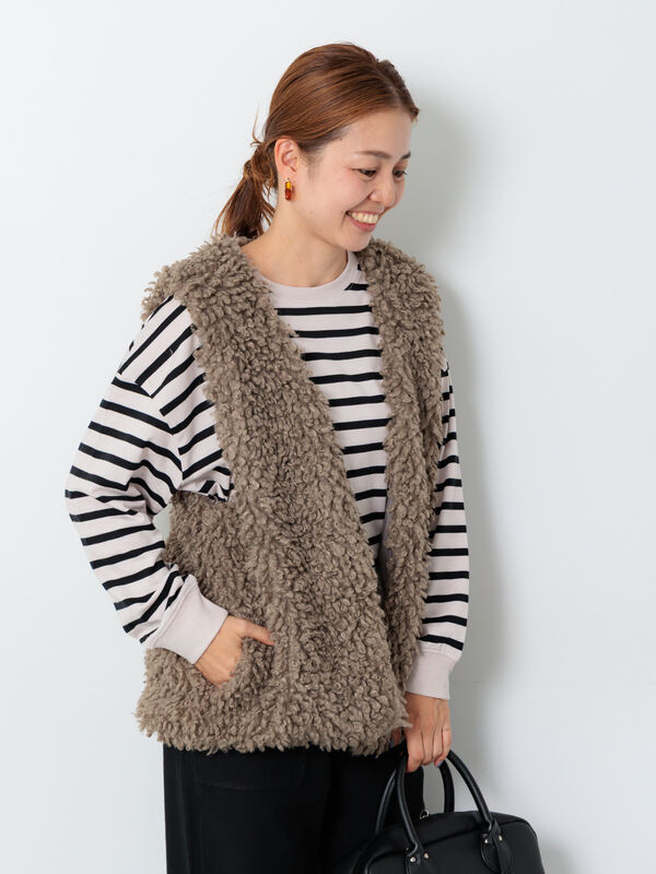 セール】 ミドルボアベスト（オフホワイト/チャコールグレー/モカ