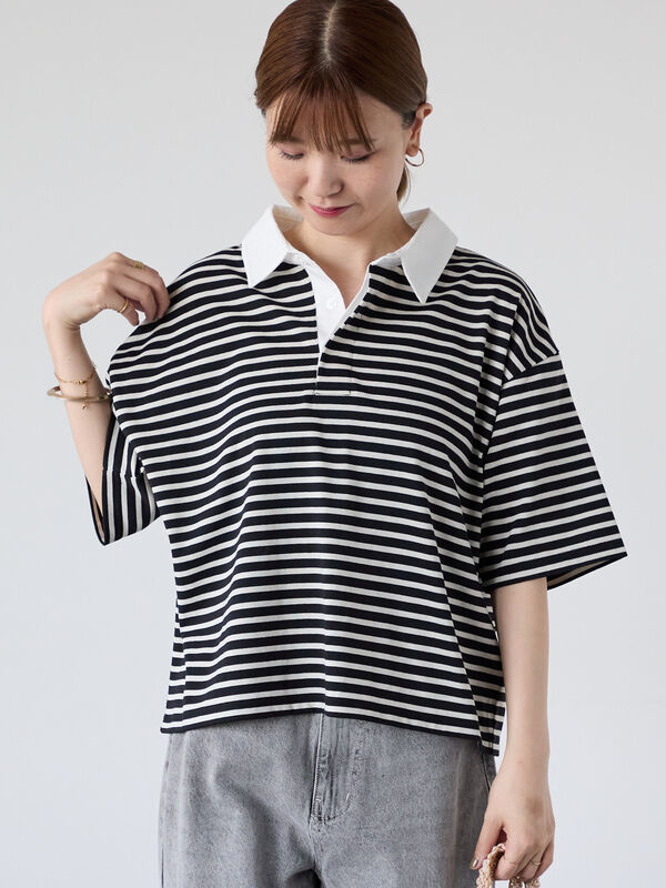 aoao☺︎room 　MACHATT ボーダーラガーシャツ MACHATT マチャット ボーダーラガーシャツ ベージュ MACHATT マ