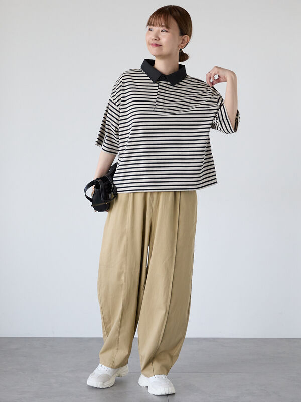 USED ボーダーラガーシャツ セール】 ボーダーラガーシャツ（ブラック/ベージュ/ブラウン/トップス