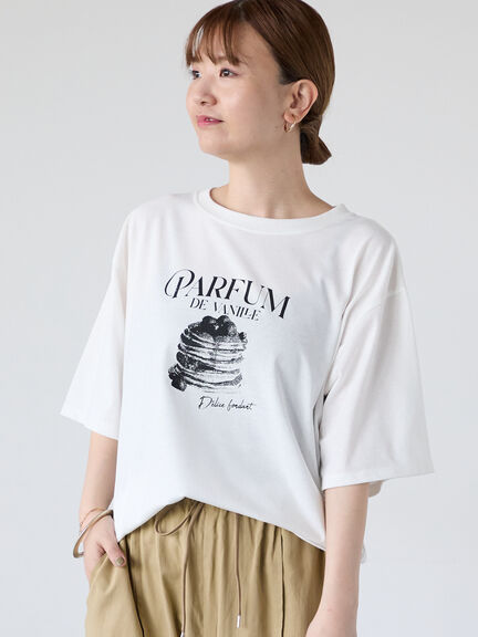 パンケーキモチーフTシャツ（オフホワイト/チャコールグレー/ブラック）｜Lugnoncure（ルノンキュール）通販