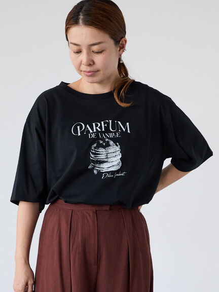 パンケーキモチーフTシャツ（オフホワイト/チャコールグレー/ブラック）｜Lugnoncure（ルノンキュール）通販