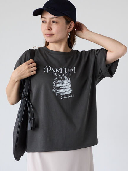 パンケーキモチーフTシャツ（オフホワイト/チャコールグレー/ブラック）｜Lugnoncure（ルノンキュール）通販