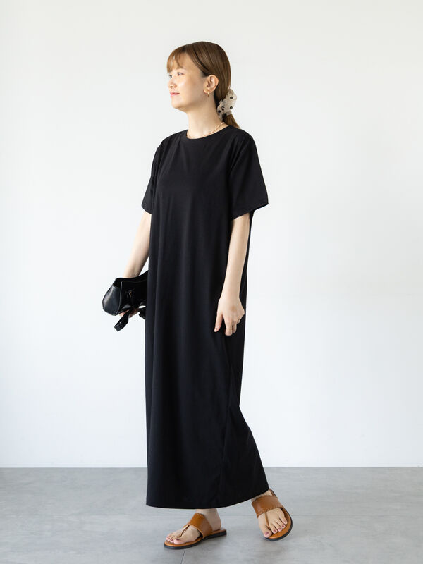 セール】 半袖カットワンピース（チャコールグレー/ブラック/レッド