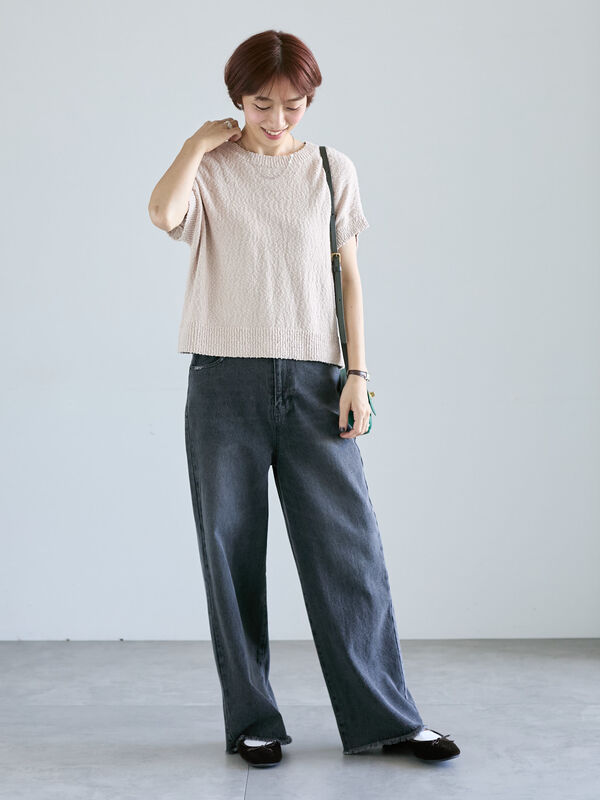 セール】 ◎ブークレ前後2WAYニットベスト（ブラック/ベージュ