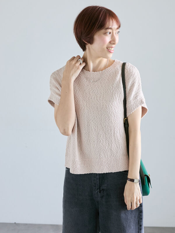 セール】 ◎ブークレ前後2WAYニットベスト（ブラック/ベージュ