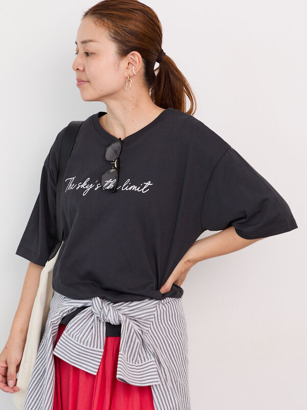 【接触冷感】筆記体ロゴBIGTシャツ（チャコールグレー）｜Lugnoncure（ルノンキュール）通販