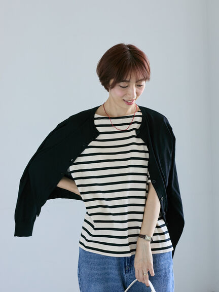 シルクタッチクルーカーディガン《2025autumn catalog item》（オフホワイト/ブラック/カーキ）｜Lugnoncure（ルノンキュール）通販