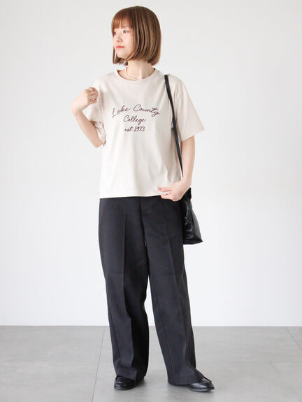 【接触冷感】刺繍ロゴTシャツ（オフホワイト/チャコールグレー/ベージュ）｜Lugnoncure（ルノンキュール）通販