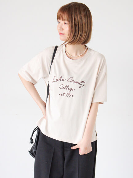 【接触冷感】刺繍ロゴTシャツ（オフホワイト/チャコールグレー/ベージュ）｜Lugnoncure（ルノンキュール）通販