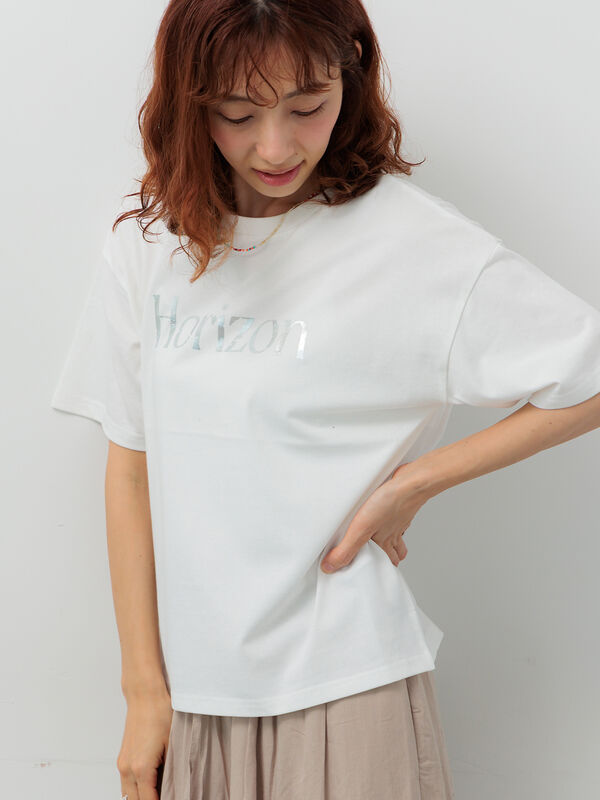 【接触冷感】箔プリントロゴTシャツ（オフホワイト）｜Lugnoncure（ルノンキュール）通販