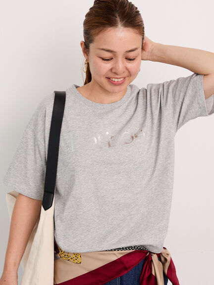 【接触冷感】箔プリントロゴTシャツ（オフホワイト/グレー/ブラック）｜Lugnoncure（ルノンキュール）通販