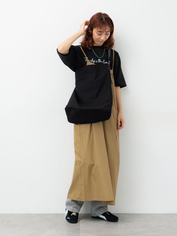 セール】 ギャザーキャミソールワンピース（ブラック/ブラウン/カーキ