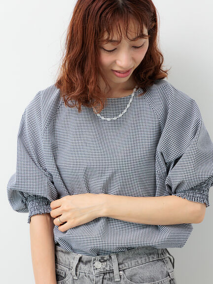 アソート袖口シャーリングブラウス（オフホワイト/チャコールグレー/ベージュ/ブラウン/ブルー）｜Lugnoncure（ルノンキュール）通販