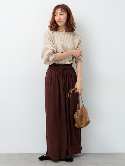 アソート袖口シャーリングブラウス（オフホワイト/チャコールグレー/ベージュ/ブラウン/ブルー）｜Lugnoncure（ルノンキュール）通販