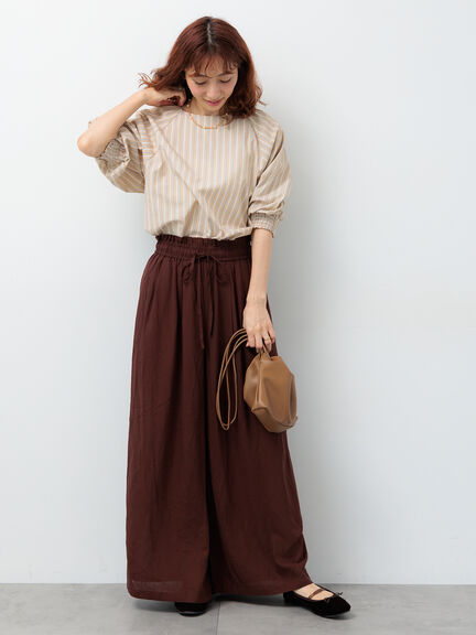 アソート袖口シャーリングブラウス（オフホワイト/チャコールグレー/ベージュ/ブラウン/ブルー）｜Lugnoncure（ルノンキュール）通販