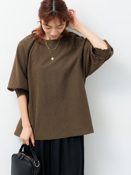 アソート袖口シャーリングブラウス（オフホワイト/チャコールグレー/ベージュ/ブラウン/ブルー）｜Lugnoncure（ルノンキュール）通販