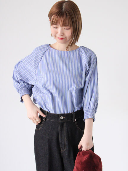 アソート袖口シャーリングブラウス（オフホワイト/チャコールグレー/ベージュ/ブラウン/ブルー）｜Lugnoncure（ルノンキュール）通販