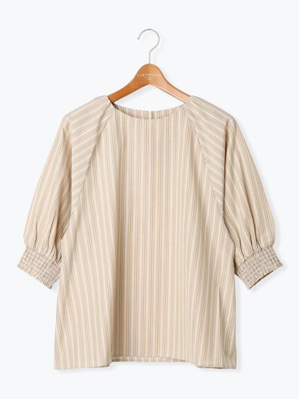 アソート袖口シャーリングブラウス（オフホワイト/チャコールグレー/ベージュ/ブラウン/ブルー）｜Lugnoncure（ルノンキュール）通販