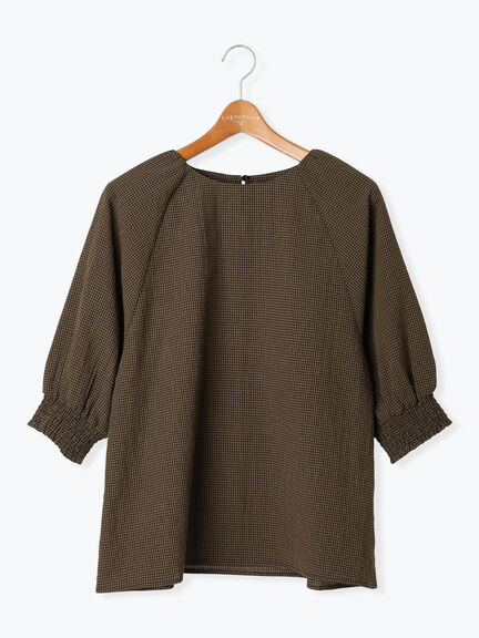 アソート袖口シャーリングブラウス（オフホワイト/チャコールグレー/ベージュ/ブラウン/ブルー）｜Lugnoncure（ルノンキュール）通販