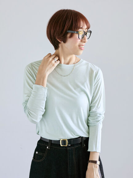 長袖シアートップス《2025autumn catalog item》（オフホワイト/ブラック/ピンク/ブルー）｜Lugnoncure（ルノンキュール）通販