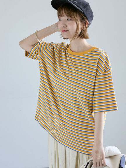 C1449【LT】ルノンキュール 七分袖Tシャツ セール】 7分袖カットオフミニ裏毛トップス（オフホワイト