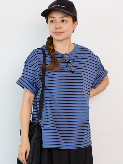 C1449【LT】ルノンキュール 七分袖Tシャツ セール】 7分袖カットオフミニ裏毛トップス（オフホワイト