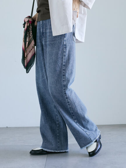 カットオフストレートデニムパンツ《2025autumn catalog item》（ブラック/サックスブルー/ブルー）｜Lugnoncure（ルノンキュール）通販