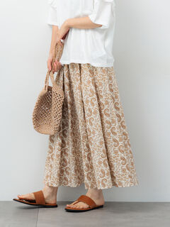 セール】 ペイズリー柄コットンギャザースカート（オフホワイト