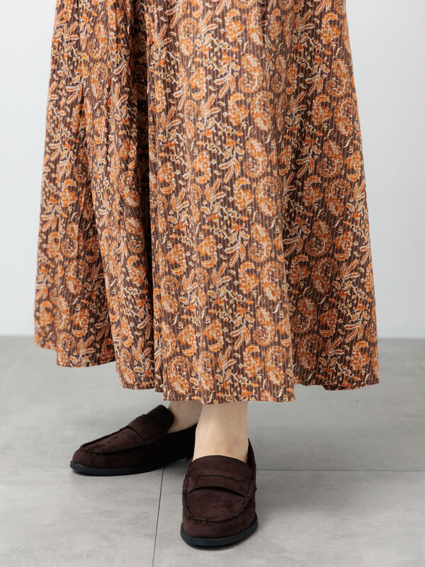 セール】 ペイズリー柄コットンギャザースカート（オフホワイト