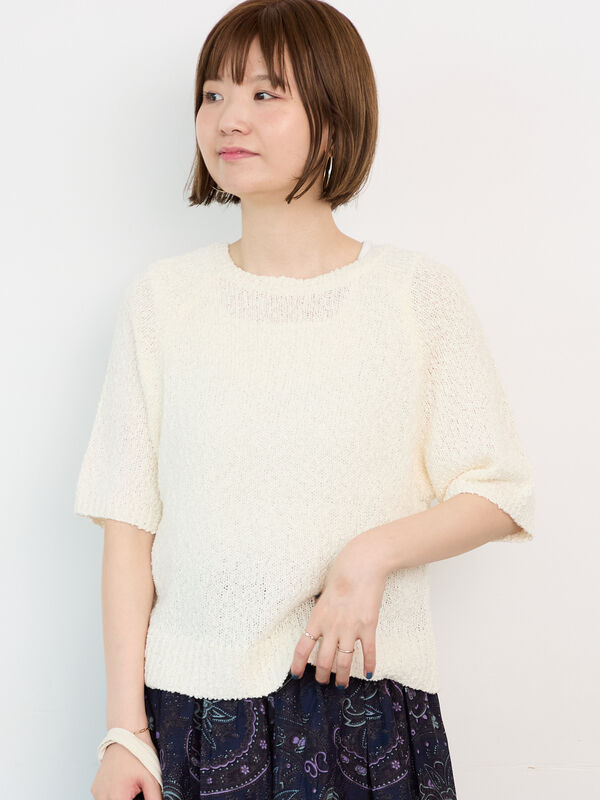 ラグラン半袖プルオーバーニット《2025autumn catalog item》（オフホワイト）｜Lugnoncure（ルノンキュール）通販