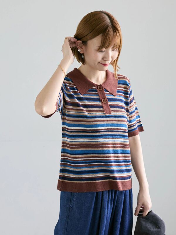 げ*ん様 ESTNATION マルチボーダーポロニット げ*ん様 ESTNATION マルチボーダーポロニット - メルカリ