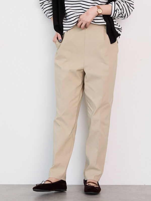 セール】 ストレッチテーパードパンツ（グレー/ブラック/ベージュ