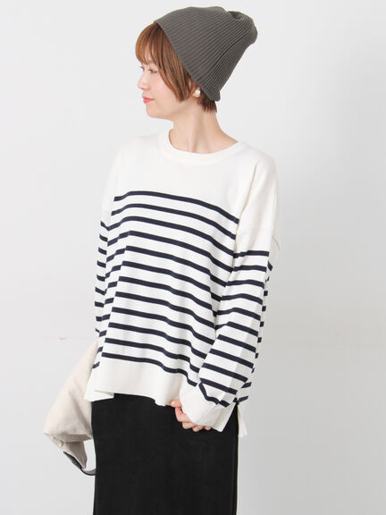 無地/柄アソートクルーネックニット（オフホワイト/グレー/チャコールグレー/パープル）｜Lugnoncure（ルノンキュール）通販