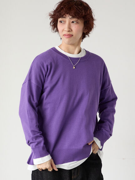 無地/柄アソートクルーネックニット（オフホワイト/グレー/チャコールグレー/パープル）｜Lugnoncure（ルノンキュール）通販