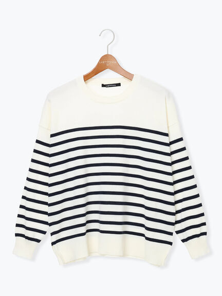 無地/柄アソートクルーネックニット（オフホワイト/グレー/チャコールグレー/パープル）｜Lugnoncure（ルノンキュール）通販