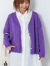無地/柄アソートVネックカーディガン(パープル)|Lugnoncure(ルノンキュール)通販