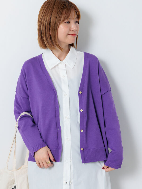 セール】 無地/柄アソートVネックカーディガン（オフホワイト/グレー