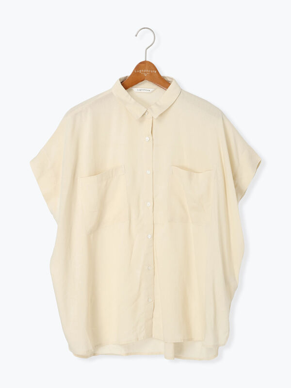 セール】 レーヨン麻シャツ(セットアップ可)（チャコールグレー/レッド