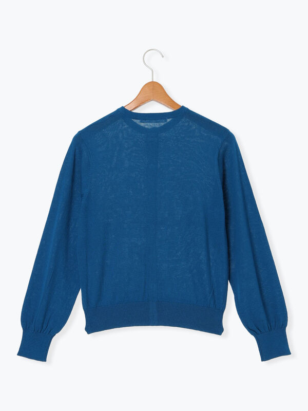 セール】 コットンクルーネックカーディガン（オフホワイト