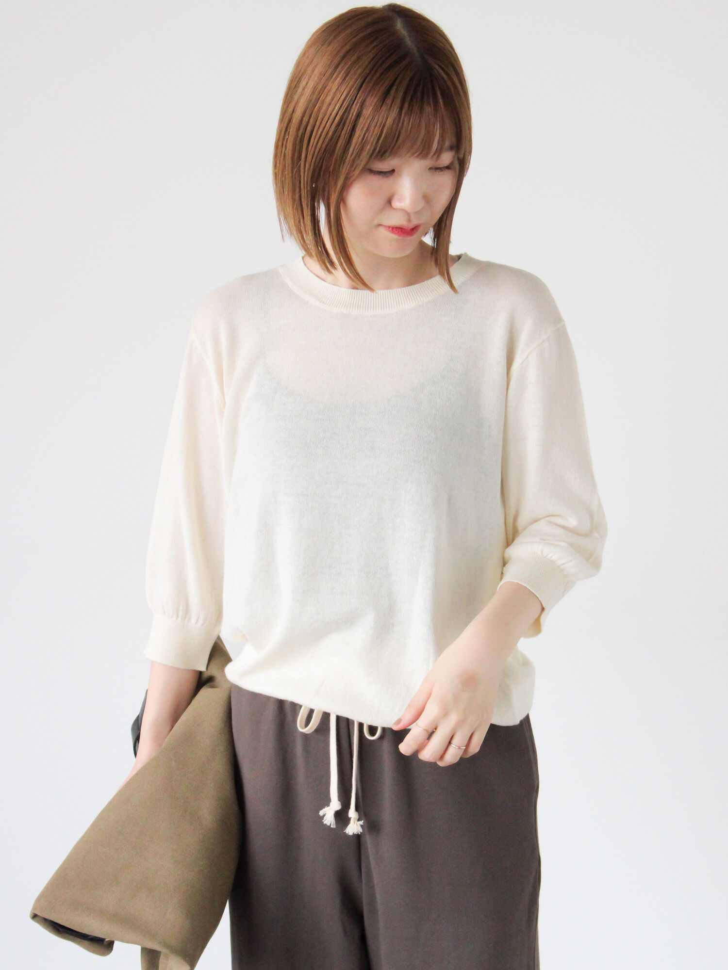 ユーモレスク　コットン　ニット 紳士コットン中タツVネックセーター （ニット・セーター