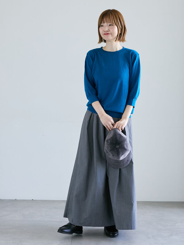 セール】 コットンクルーネックニット（オフホワイト/ブラック