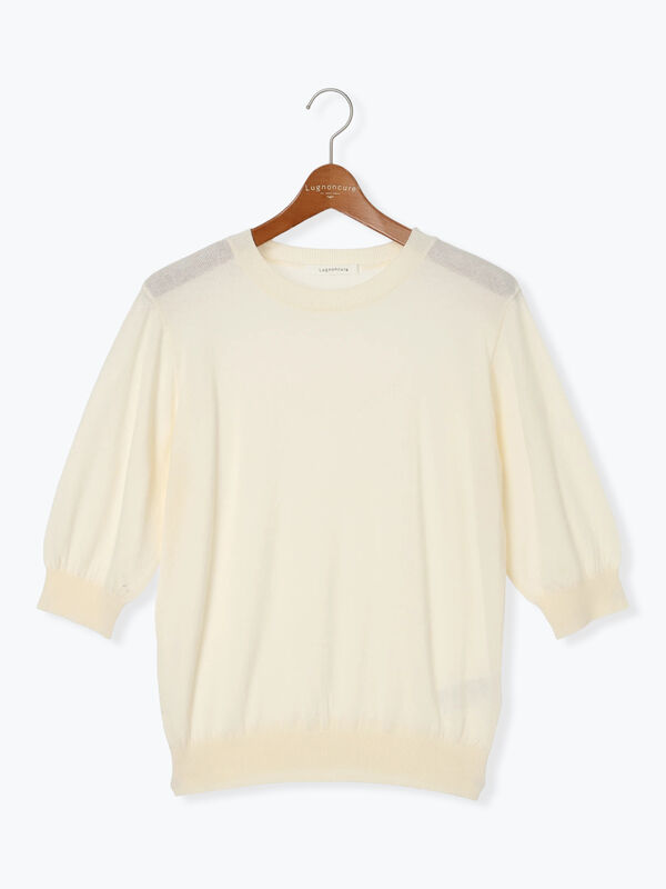 セール】 コットンクルーネックニット（オフホワイト/ブラック