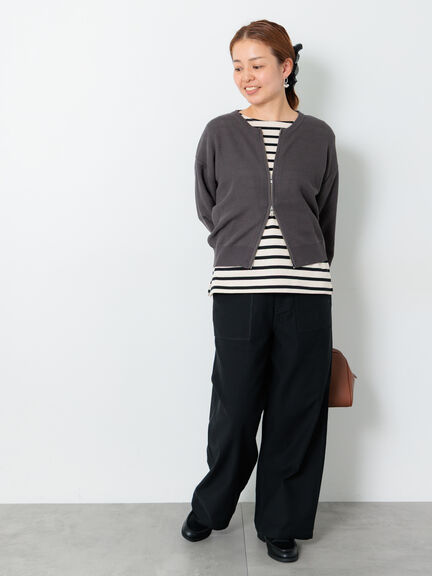 ボーダー長袖カットソー（オフホワイト/モカ/ネイビー/パープル）｜Lugnoncure（ルノンキュール）通販