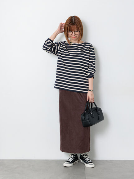 ボーダー長袖カットソー（オフホワイト/モカ/ネイビー/パープル）｜Lugnoncure（ルノンキュール）通販