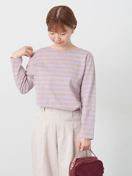 ボーダー長袖カットソー（オフホワイト/モカ/ネイビー/パープル）｜Lugnoncure（ルノンキュール）通販