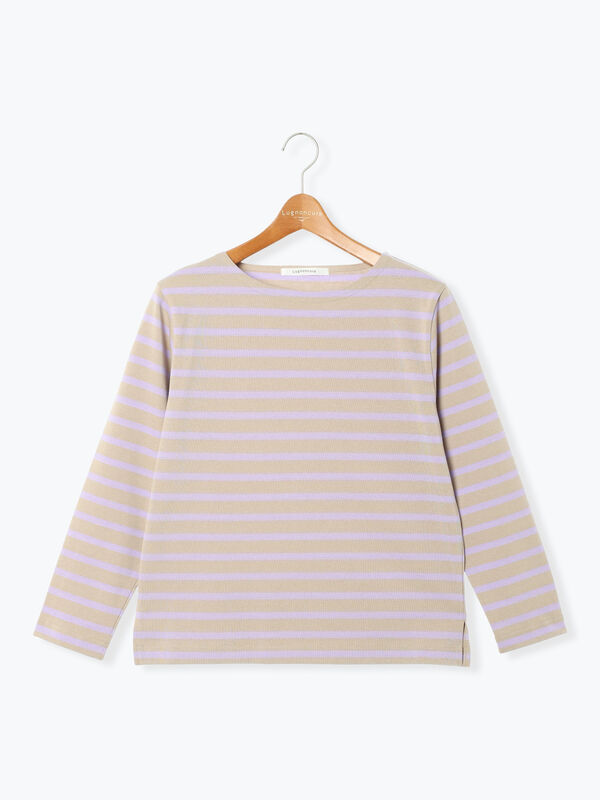 セール】 ボーダー長袖カットソー（オフホワイト/モカ/ネイビー